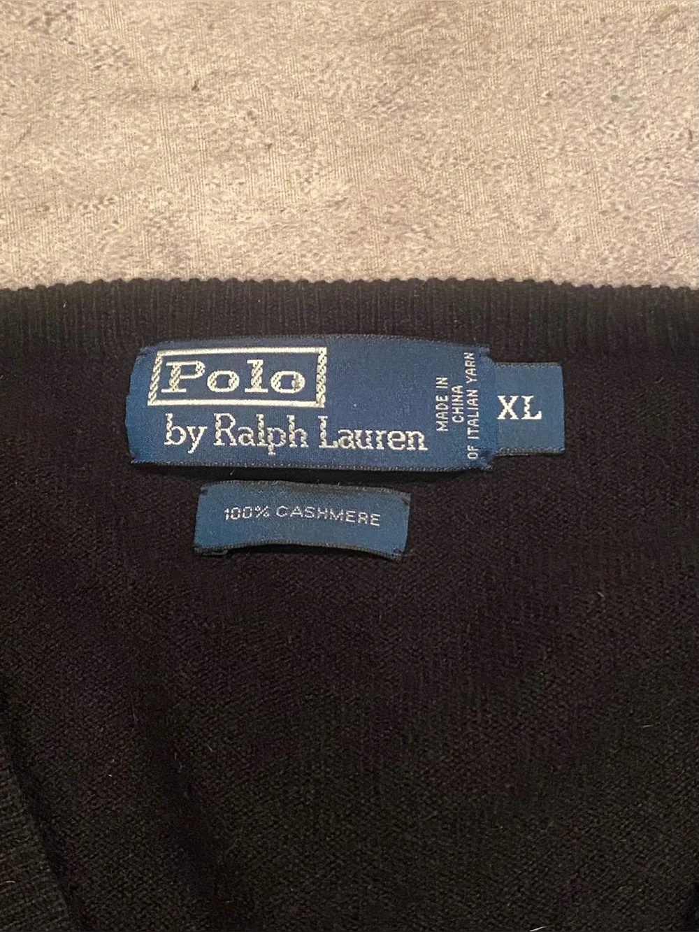 Vintage Polo Ralph Lauren 100% Cashmere Vneck Sweater Jumper Long Sleeve XL Mens